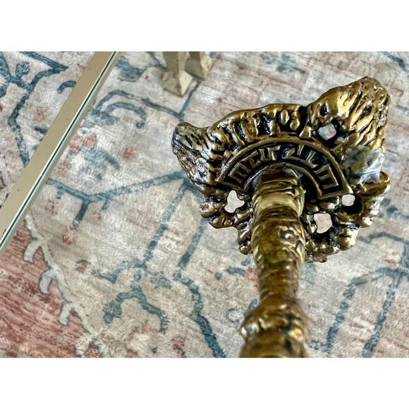 Vtg Mid Century Judaica Brass Brutalist Shabbat Candle Holder - Picture 10 of 10